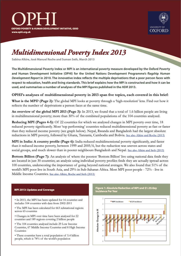 Global MPI report 2013 cover image